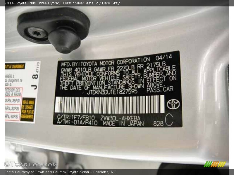 Classic Silver Metallic / Dark Gray 2014 Toyota Prius Three Hybrid