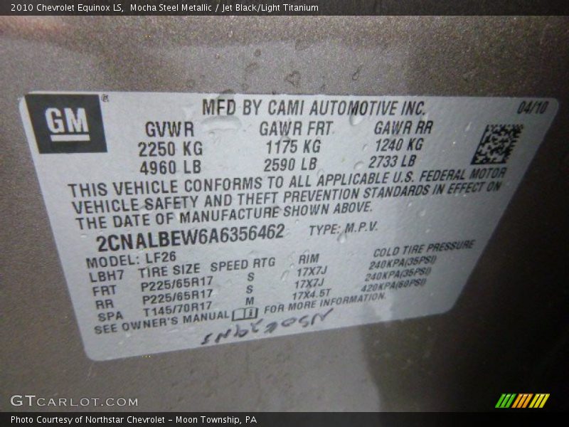 Mocha Steel Metallic / Jet Black/Light Titanium 2010 Chevrolet Equinox LS