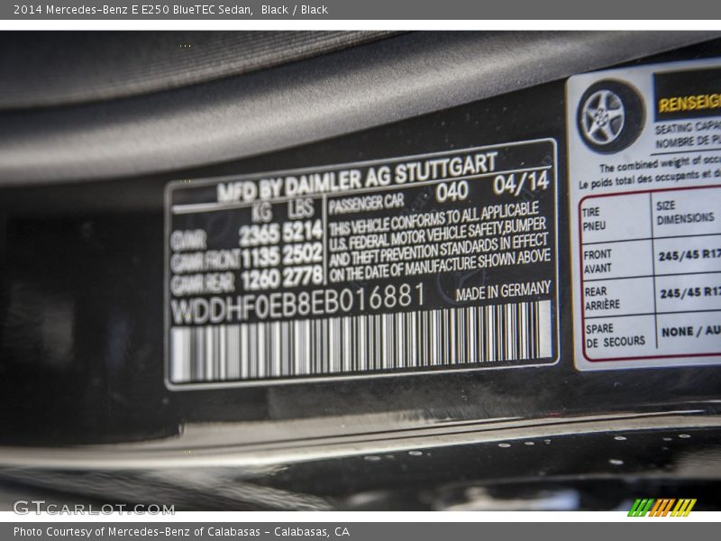 Black / Black 2014 Mercedes-Benz E E250 BlueTEC Sedan
