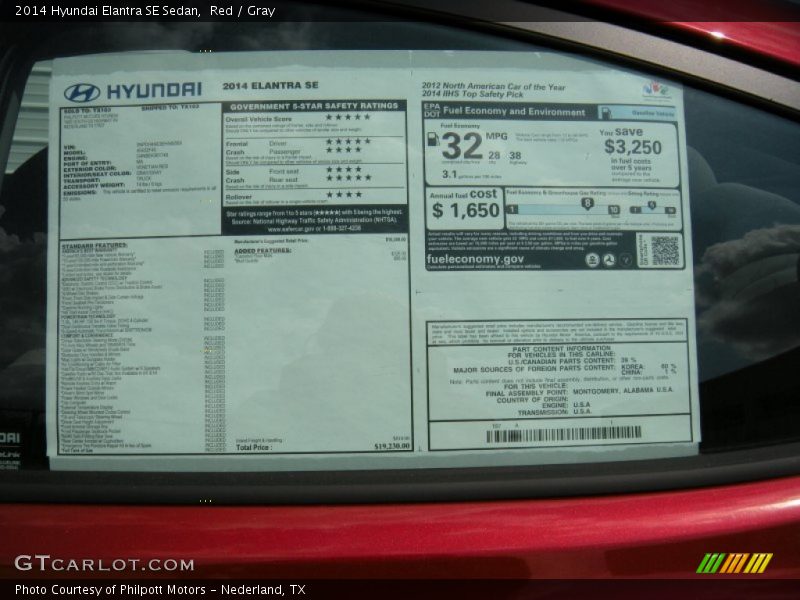 Red / Gray 2014 Hyundai Elantra SE Sedan