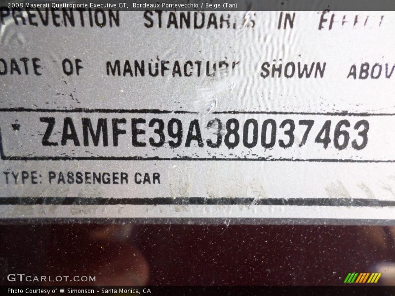 Bordeaux Pontevecchio / Beige (Tan) 2008 Maserati Quattroporte Executive GT