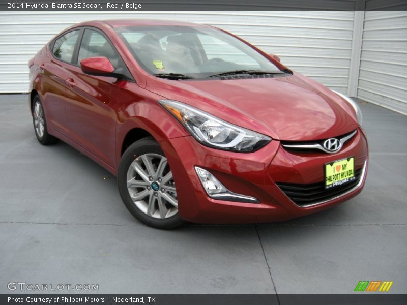 Red / Beige 2014 Hyundai Elantra SE Sedan