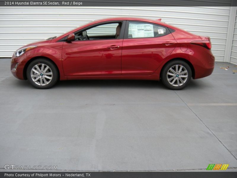 Red / Beige 2014 Hyundai Elantra SE Sedan