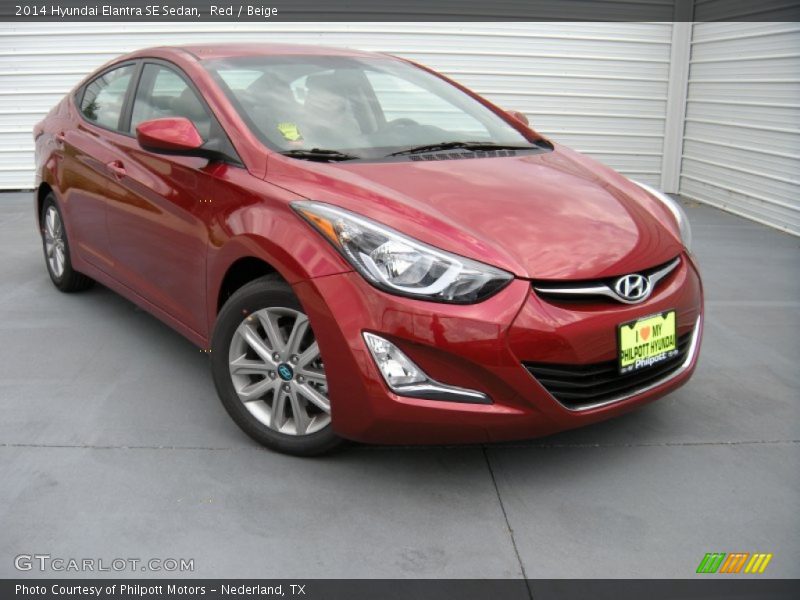 Red / Beige 2014 Hyundai Elantra SE Sedan