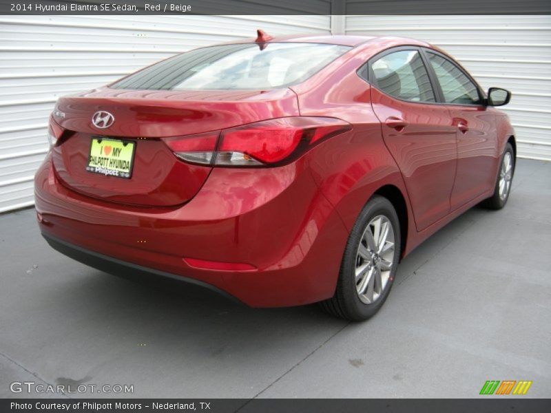 Red / Beige 2014 Hyundai Elantra SE Sedan