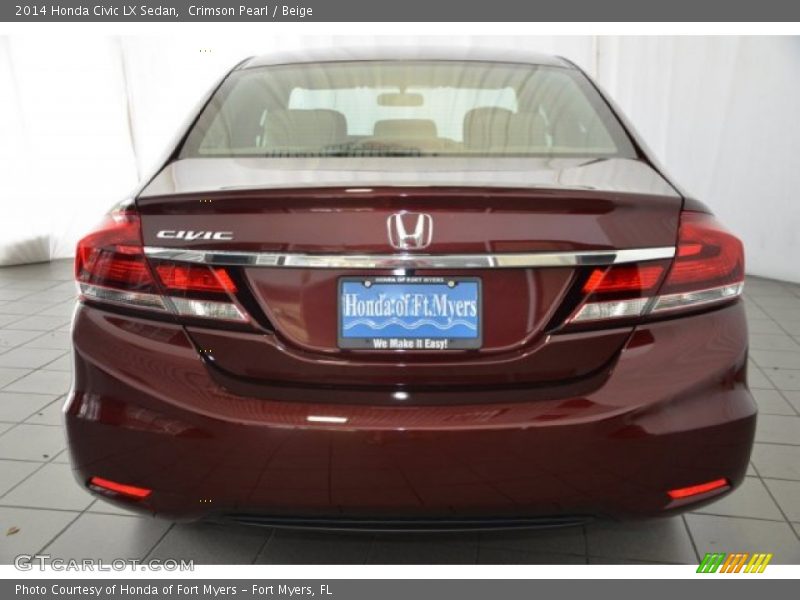 Crimson Pearl / Beige 2014 Honda Civic LX Sedan