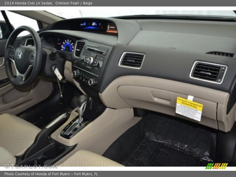 Crimson Pearl / Beige 2014 Honda Civic LX Sedan