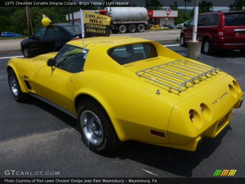 Bright Yellow / Light Neutral 1975 Chevrolet Corvette Stingray Coupe