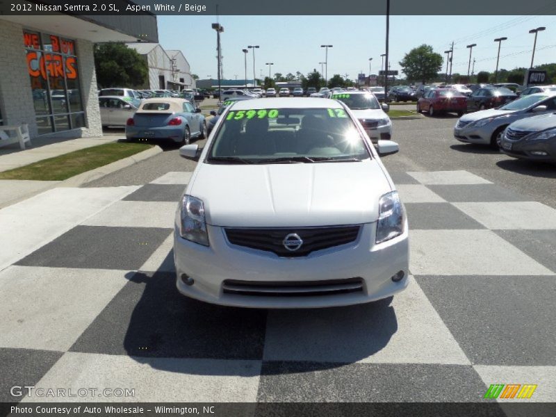 Aspen White / Beige 2012 Nissan Sentra 2.0 SL