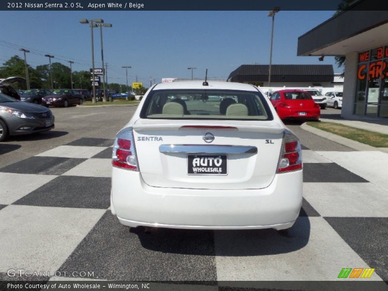 Aspen White / Beige 2012 Nissan Sentra 2.0 SL