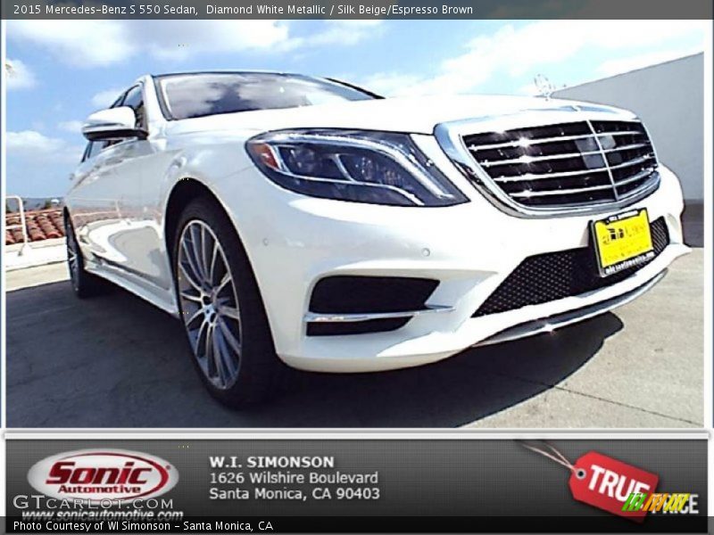 Diamond White Metallic / Silk Beige/Espresso Brown 2015 Mercedes-Benz S 550 Sedan
