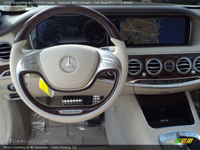 Diamond White Metallic / Silk Beige/Espresso Brown 2015 Mercedes-Benz S 550 Sedan