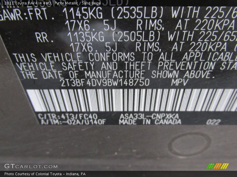 Pyrite Metallic / Sand Beige 2011 Toyota RAV4 I4 4WD