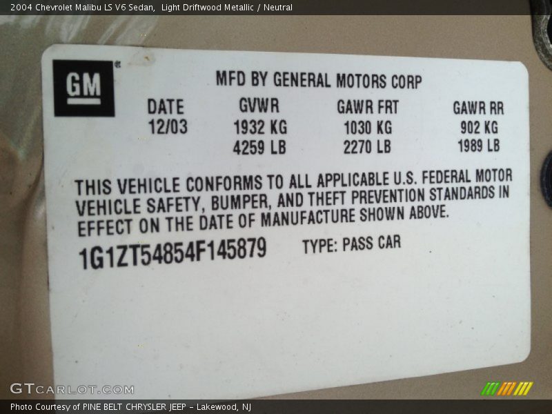 Light Driftwood Metallic / Neutral 2004 Chevrolet Malibu LS V6 Sedan