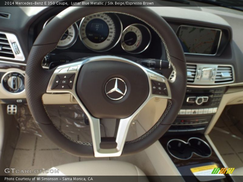 Lunar Blue Metallic / Silk Beige/Espresso Brown 2014 Mercedes-Benz E 350 Coupe