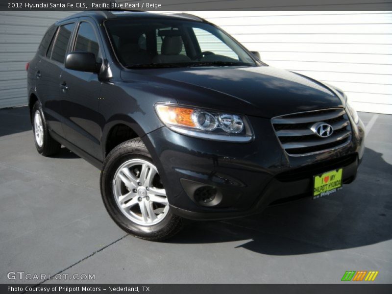 Pacific Blue Pearl / Beige 2012 Hyundai Santa Fe GLS