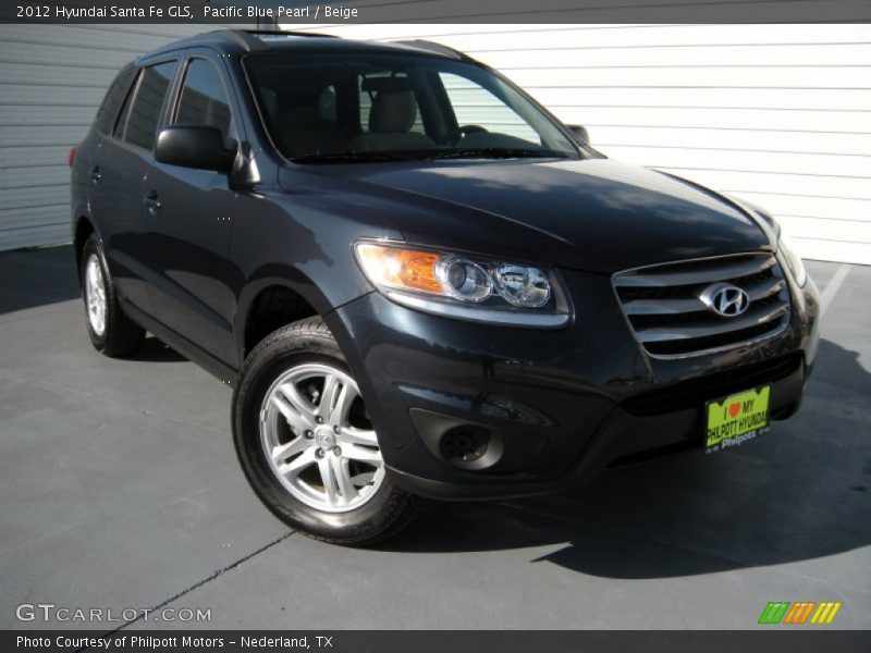 Pacific Blue Pearl / Beige 2012 Hyundai Santa Fe GLS