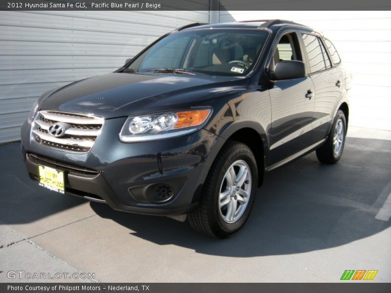 Pacific Blue Pearl / Beige 2012 Hyundai Santa Fe GLS