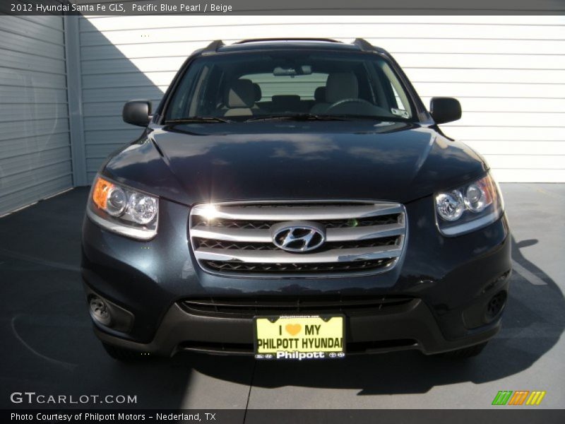 Pacific Blue Pearl / Beige 2012 Hyundai Santa Fe GLS