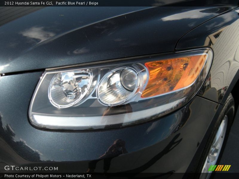 Pacific Blue Pearl / Beige 2012 Hyundai Santa Fe GLS
