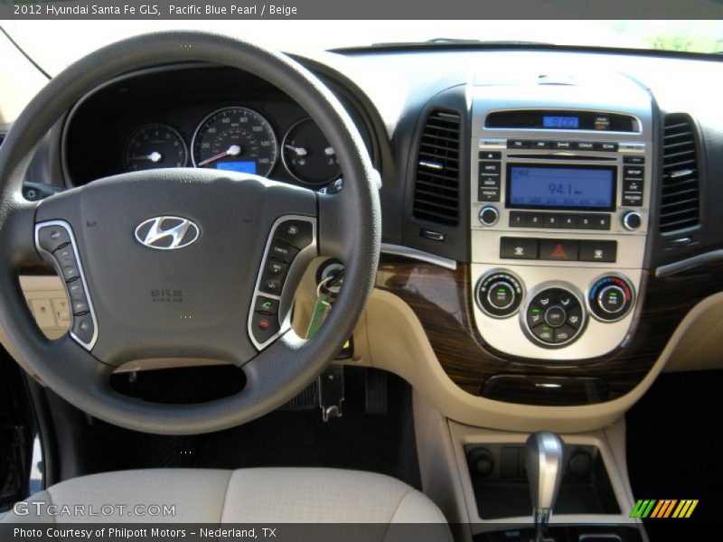 Pacific Blue Pearl / Beige 2012 Hyundai Santa Fe GLS