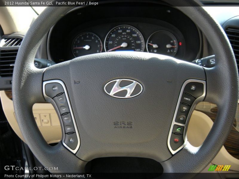 Pacific Blue Pearl / Beige 2012 Hyundai Santa Fe GLS