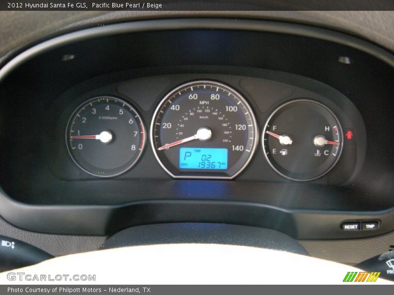 Pacific Blue Pearl / Beige 2012 Hyundai Santa Fe GLS