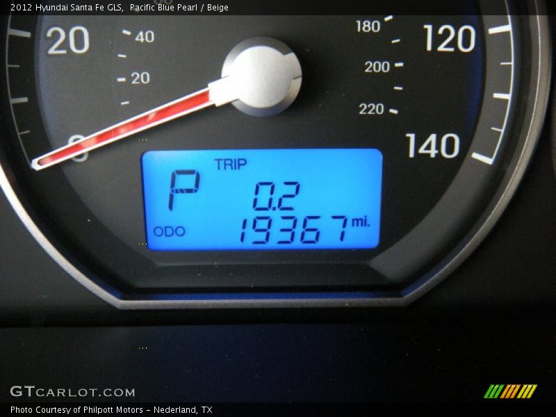 Pacific Blue Pearl / Beige 2012 Hyundai Santa Fe GLS