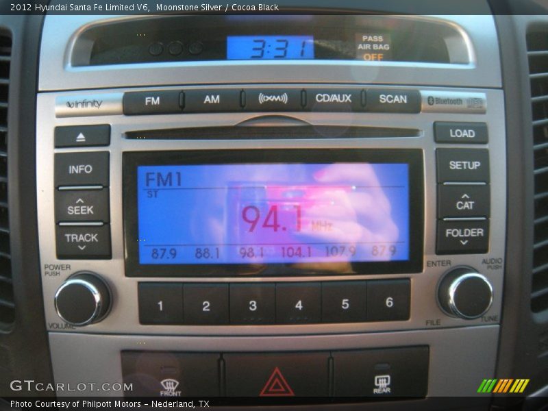 Moonstone Silver / Cocoa Black 2012 Hyundai Santa Fe Limited V6