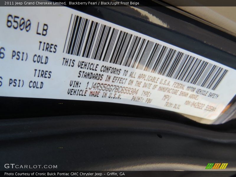 Blackberry Pearl / Black/Light Frost Beige 2011 Jeep Grand Cherokee Limited