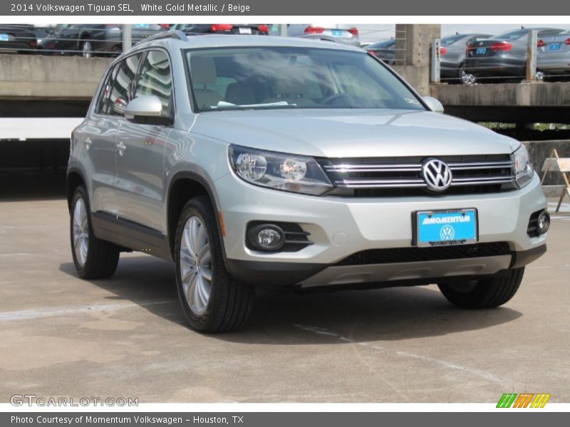 White Gold Metallic / Beige 2014 Volkswagen Tiguan SEL