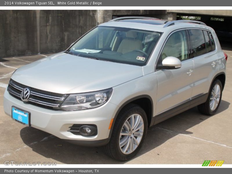 White Gold Metallic / Beige 2014 Volkswagen Tiguan SEL