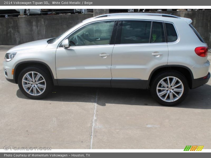 White Gold Metallic / Beige 2014 Volkswagen Tiguan SEL