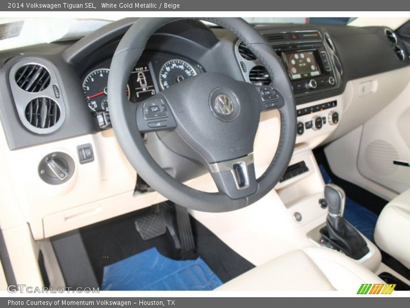 White Gold Metallic / Beige 2014 Volkswagen Tiguan SEL