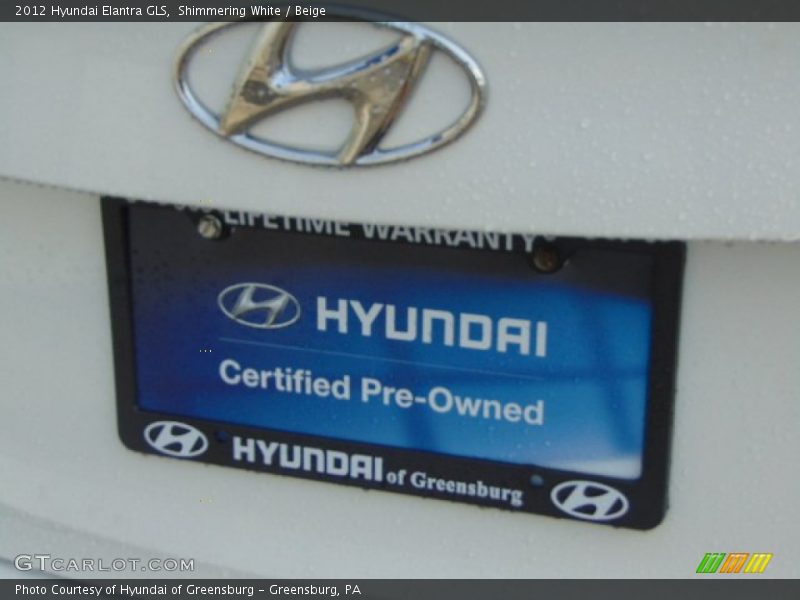 Shimmering White / Beige 2012 Hyundai Elantra GLS