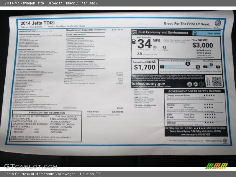 Black / Titan Black 2014 Volkswagen Jetta TDI Sedan