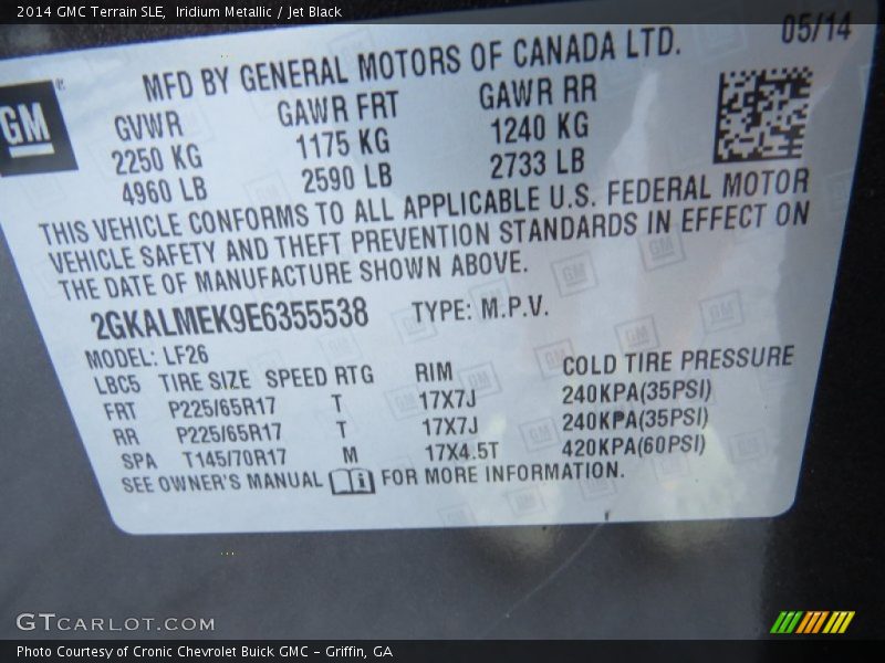 Iridium Metallic / Jet Black 2014 GMC Terrain SLE