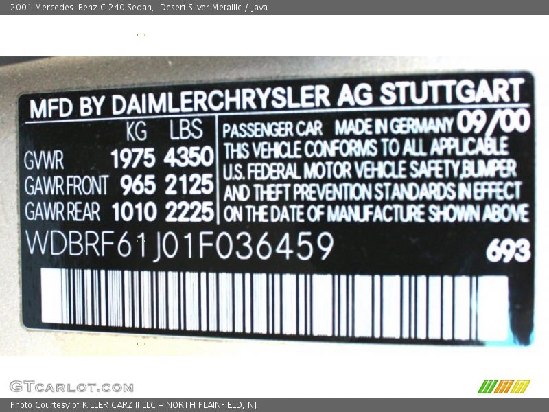 Desert Silver Metallic / Java 2001 Mercedes-Benz C 240 Sedan