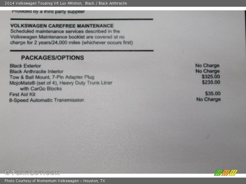 Black / Black Anthracite 2014 Volkswagen Touareg V6 Lux 4Motion