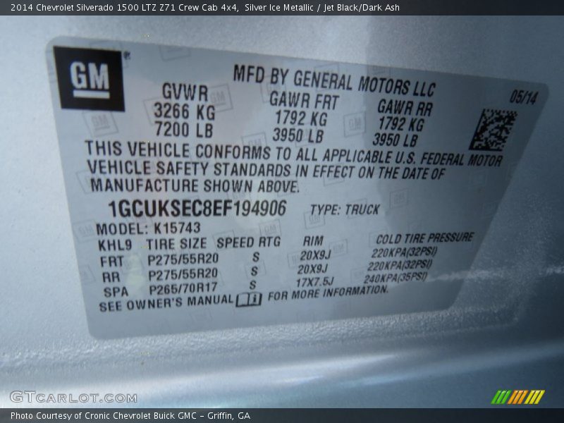 Silver Ice Metallic / Jet Black/Dark Ash 2014 Chevrolet Silverado 1500 LTZ Z71 Crew Cab 4x4