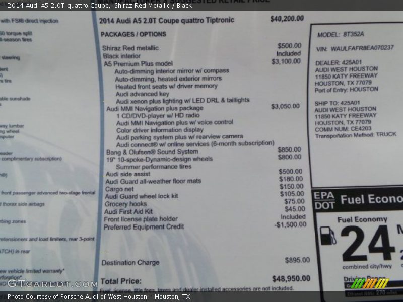 Shiraz Red Metallic / Black 2014 Audi A5 2.0T quattro Coupe