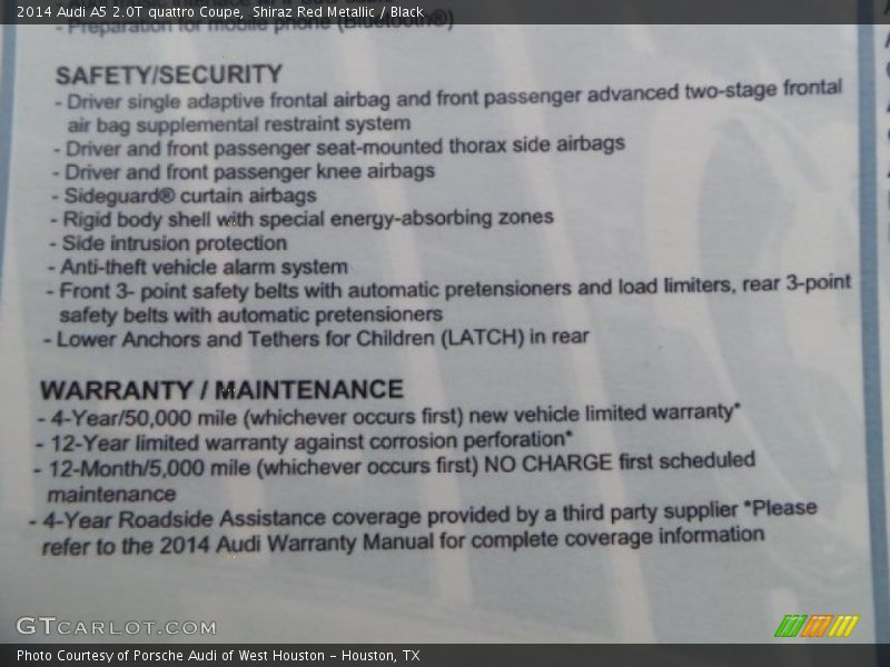 Shiraz Red Metallic / Black 2014 Audi A5 2.0T quattro Coupe