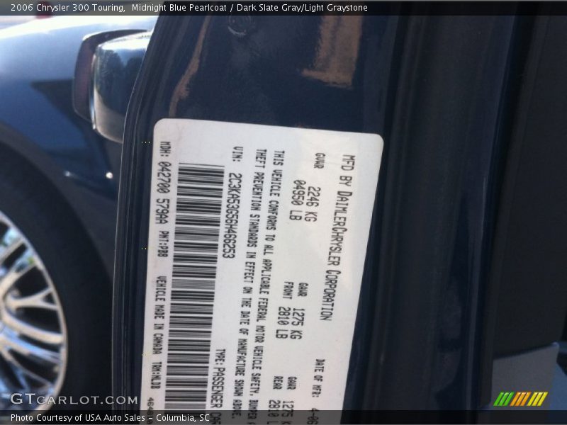 Midnight Blue Pearlcoat / Dark Slate Gray/Light Graystone 2006 Chrysler 300 Touring