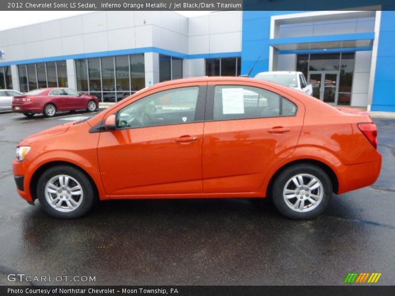 Inferno Orange Metallic / Jet Black/Dark Titanium 2012 Chevrolet Sonic LS Sedan