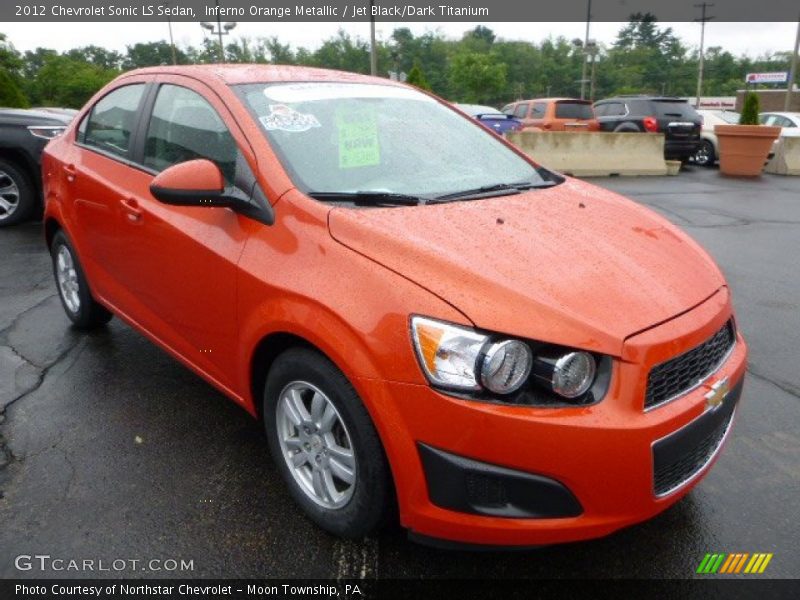 Inferno Orange Metallic / Jet Black/Dark Titanium 2012 Chevrolet Sonic LS Sedan