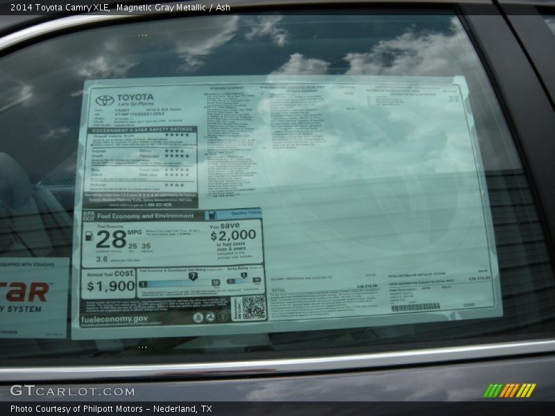  2014 Camry XLE Window Sticker
