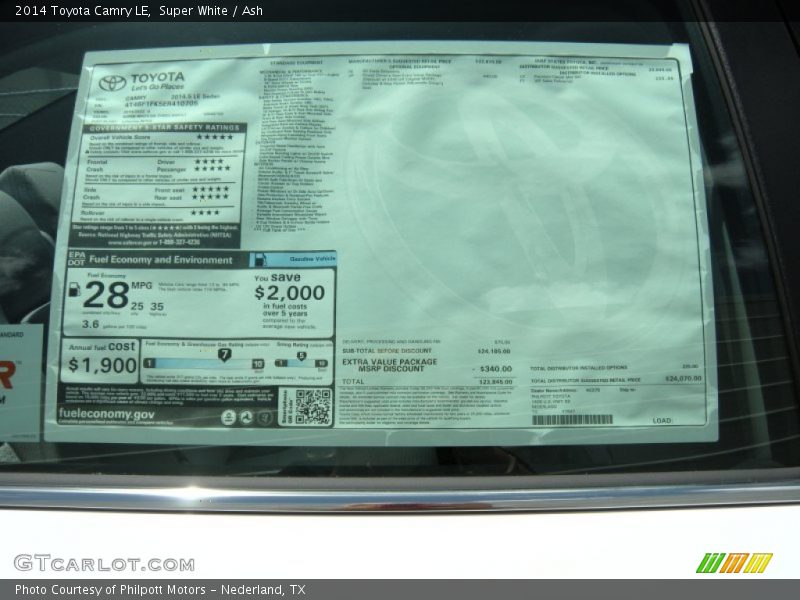 Super White / Ash 2014 Toyota Camry LE