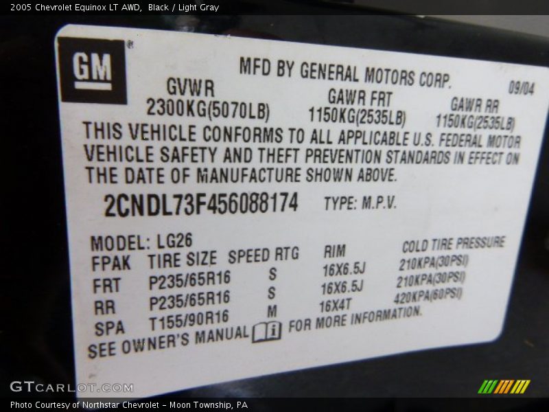 Black / Light Gray 2005 Chevrolet Equinox LT AWD