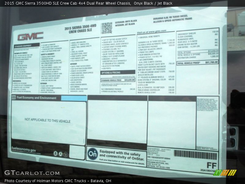 Onyx Black / Jet Black 2015 GMC Sierra 3500HD SLE Crew Cab 4x4 Dual Rear Wheel Chassis