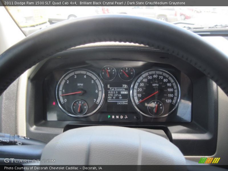Brilliant Black Crystal Pearl / Dark Slate Gray/Medium Graystone 2011 Dodge Ram 1500 SLT Quad Cab 4x4